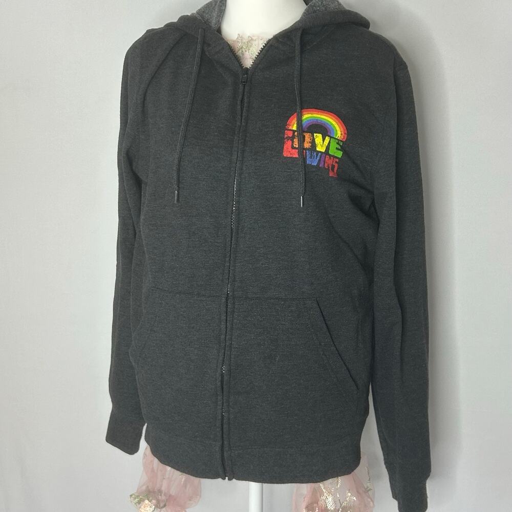 Well Worn LA Rainbow Unicorn Hoodie Love Wins Zip Up Pride Small